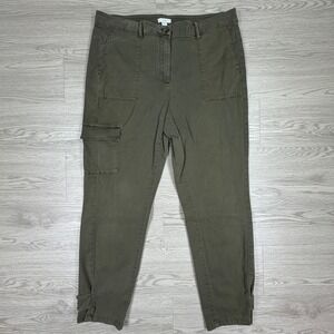 J. Jill Women's Pants Cargo Utility Tapered Olive Green 14 Stretch Cotton Pocket